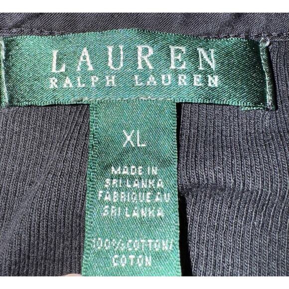 Lauren Ralph Lauren Womens Top Black V-Neck Buttons Short Sleeve Size XL - Picture 4 of 7